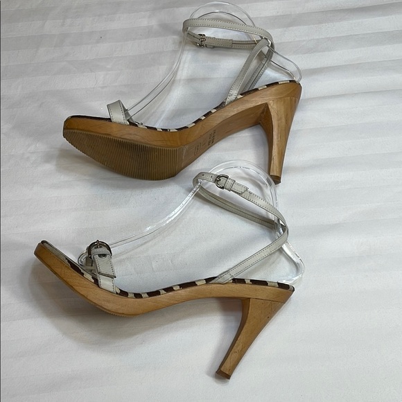 Coach Jodie Wood Heeled Sandals, White Leather - Picture 4 of 14
